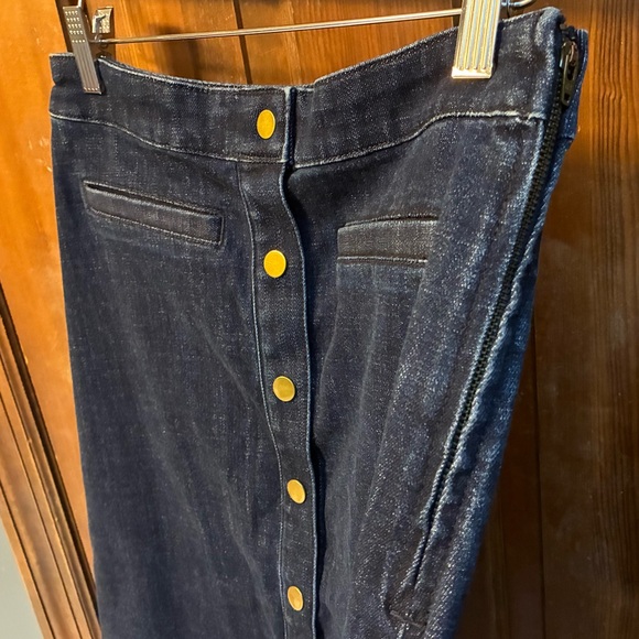 Talbots Denim Button Front A-Line Skirt - Picture 3 of 15